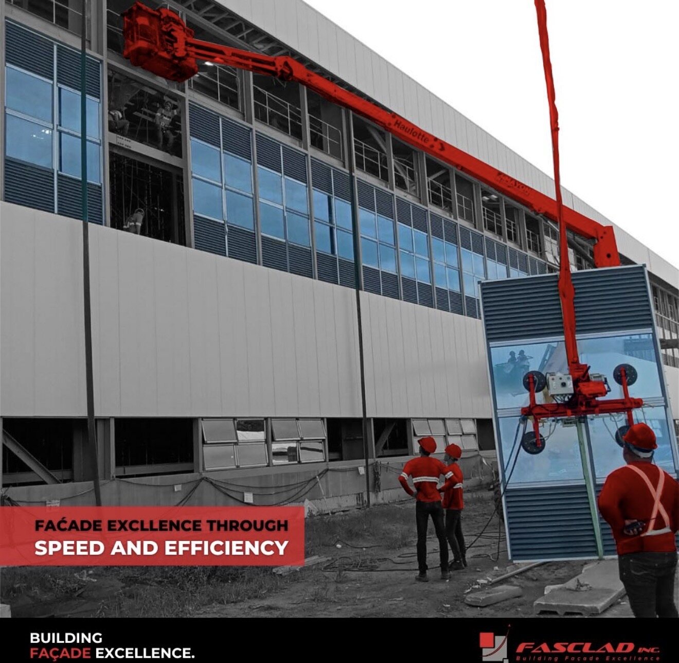 Fasclad equipment deployed on a façade installation